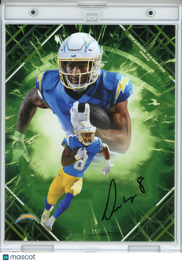 2025 Omarion Hampton Los Angeles Chargers Signed Under Wraps NFL Emanate /99