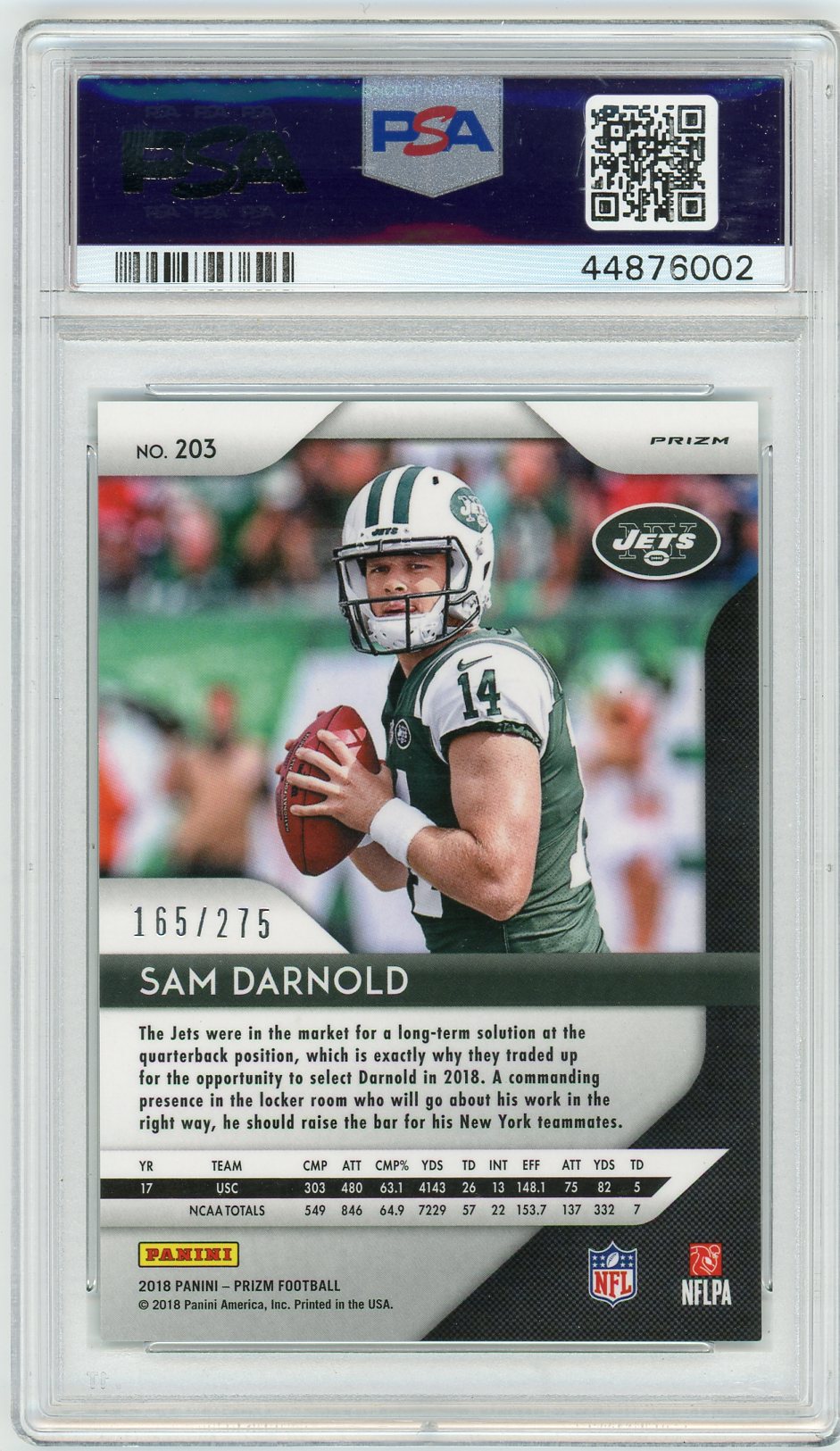 2018 Panini Prizm Sam Darnold #203 Hyper PSA 9