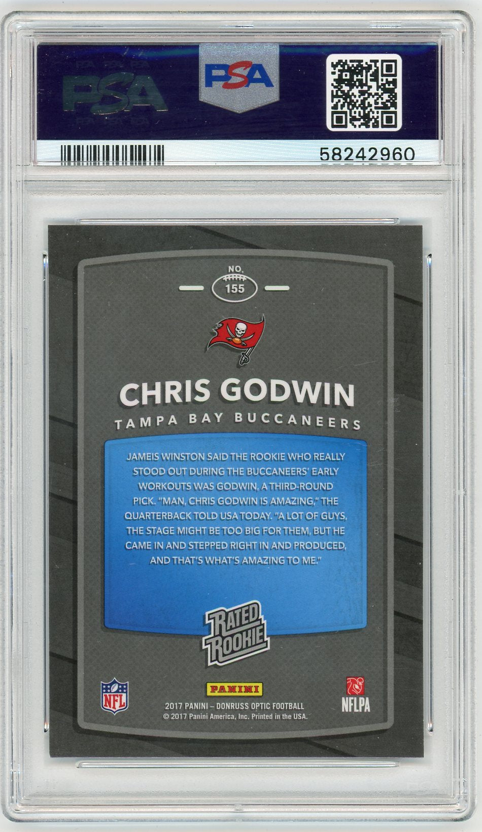 2017 Panini Donruss Optic Chris Godwin #155 PSA 9