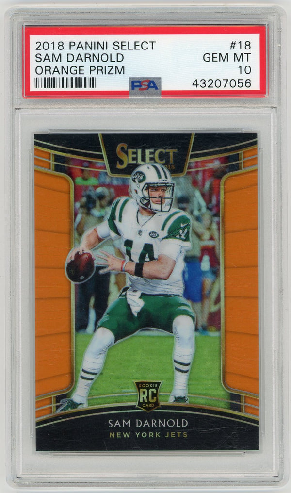 2018 Panini Select Sam Darnold #18 Orange Prizm PSA 10
