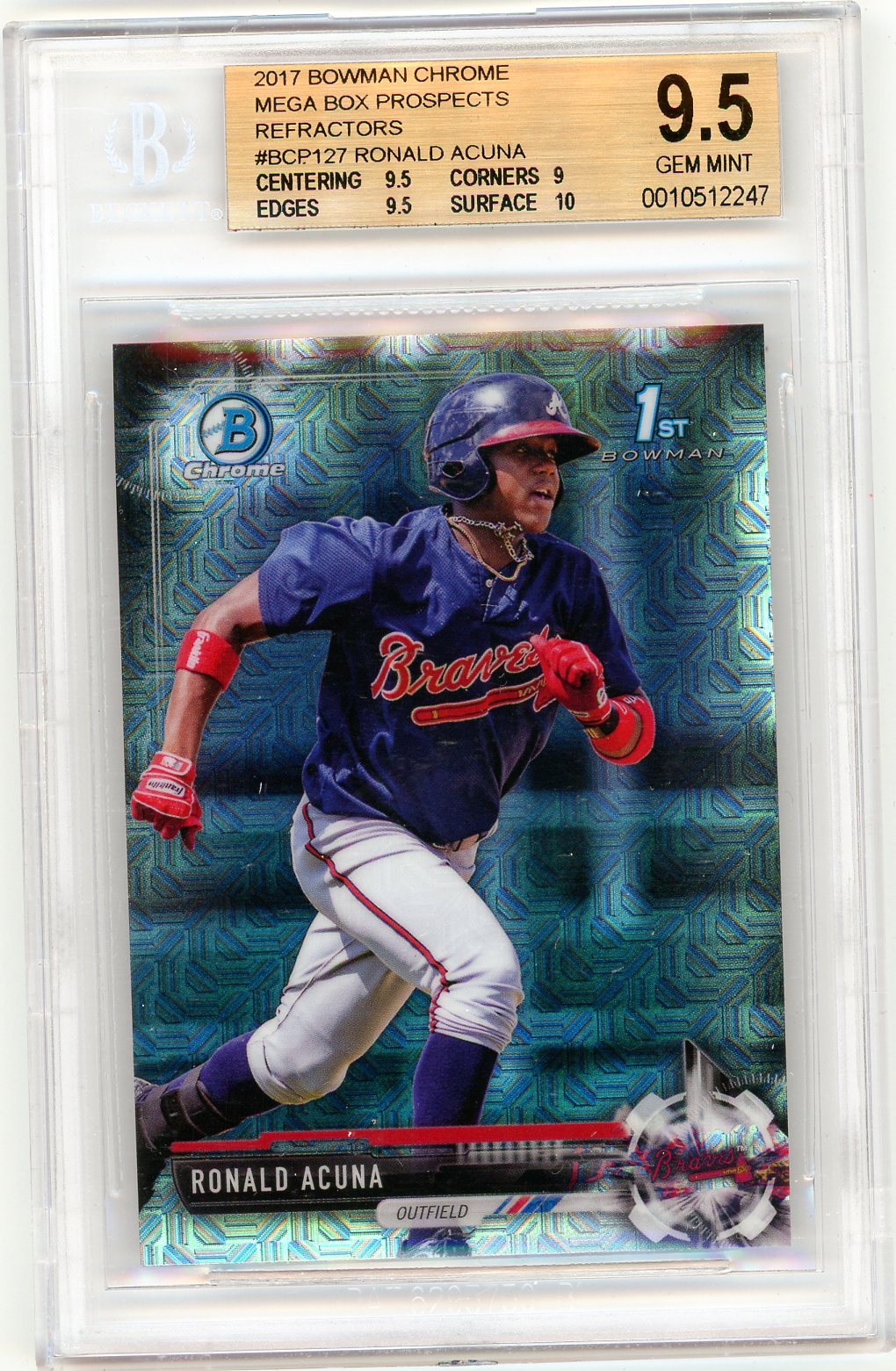 2017 Bowman Chrome Mega Box Prospects Refractors Ronald Acuna #BCP127 BGS 9.5