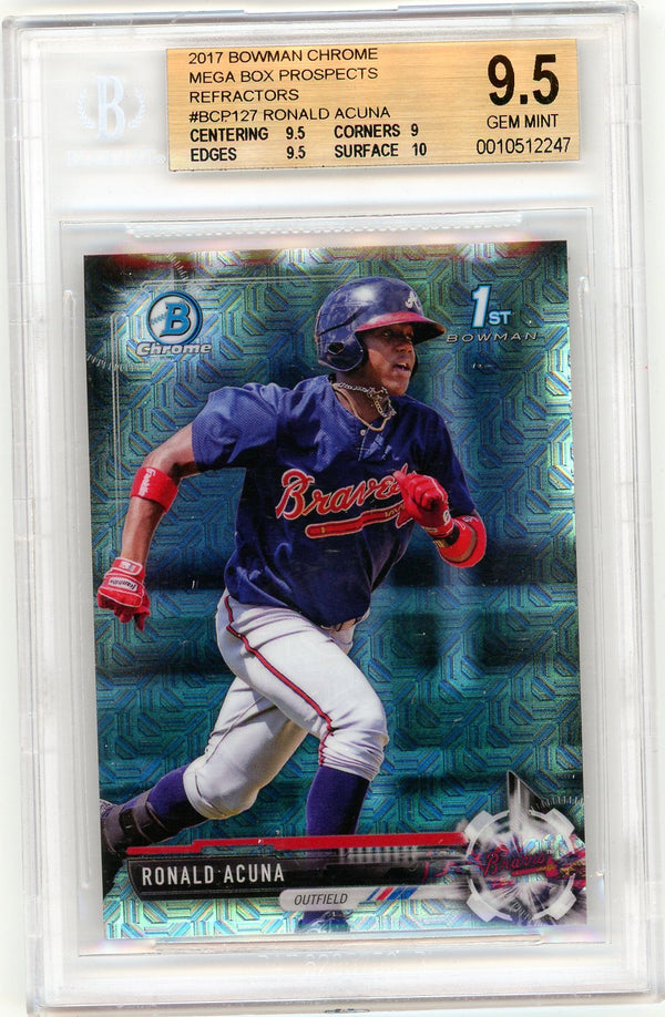 2017 Bowman Chrome Mega Box Prospects Refractors Ronald Acuna #BCP127 BGS 9.5