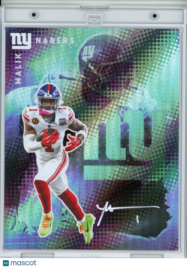 2025 Malik Nabers New York Giants Signed Under Wraps NFL Emanate Halftone