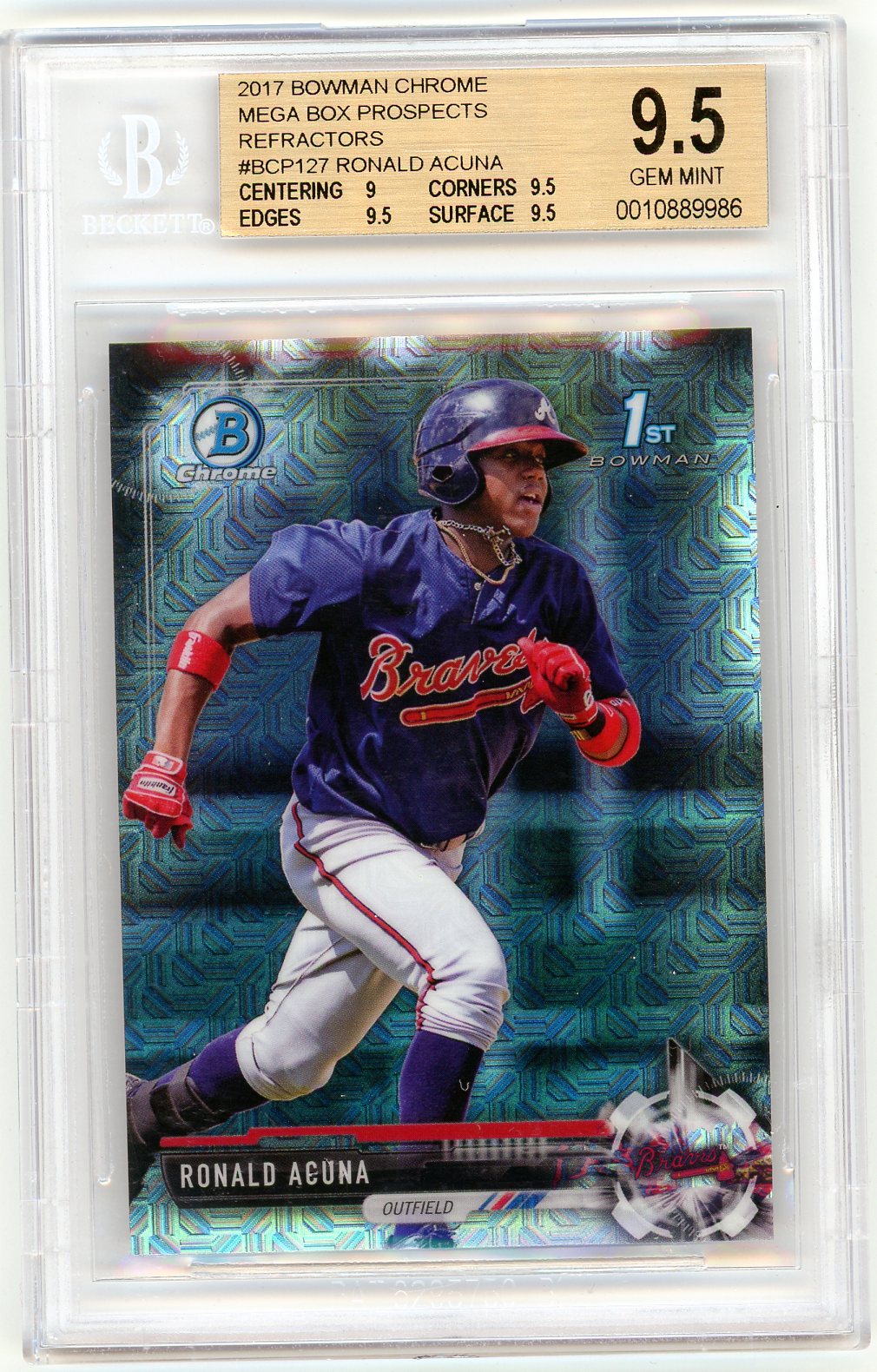 2017 Bowman Chrome Mega Box Prospects Refractors Ronald Acuna #BCP127 BGS 9.5