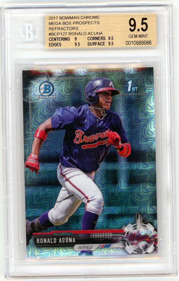 2017 Bowman Chrome Mega Box Prospects Refractors Ronald Acuna #BCP127 BGS 9.5
