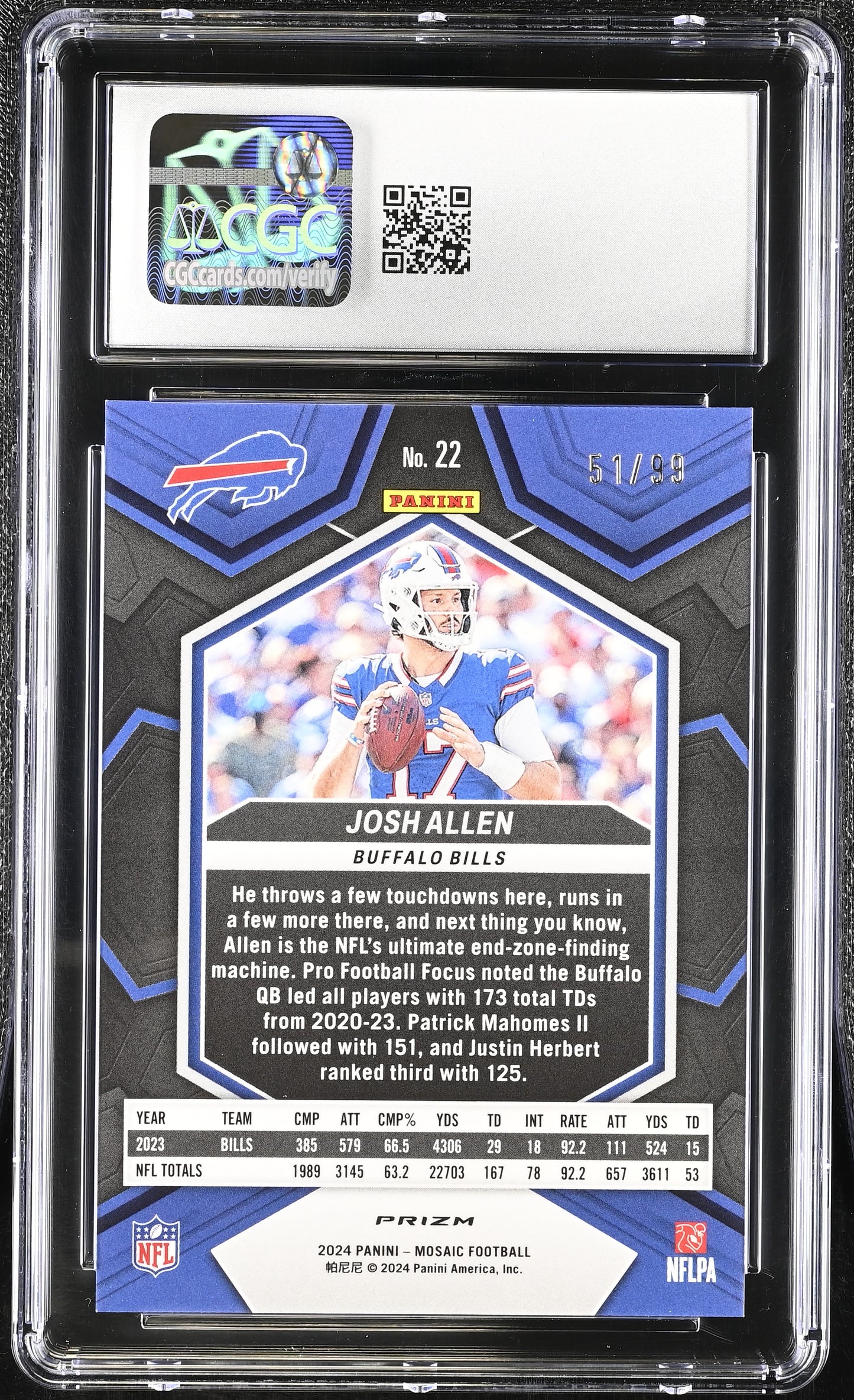 2024 Panini Mosaic Josh Allen #22 Blue CGC 10