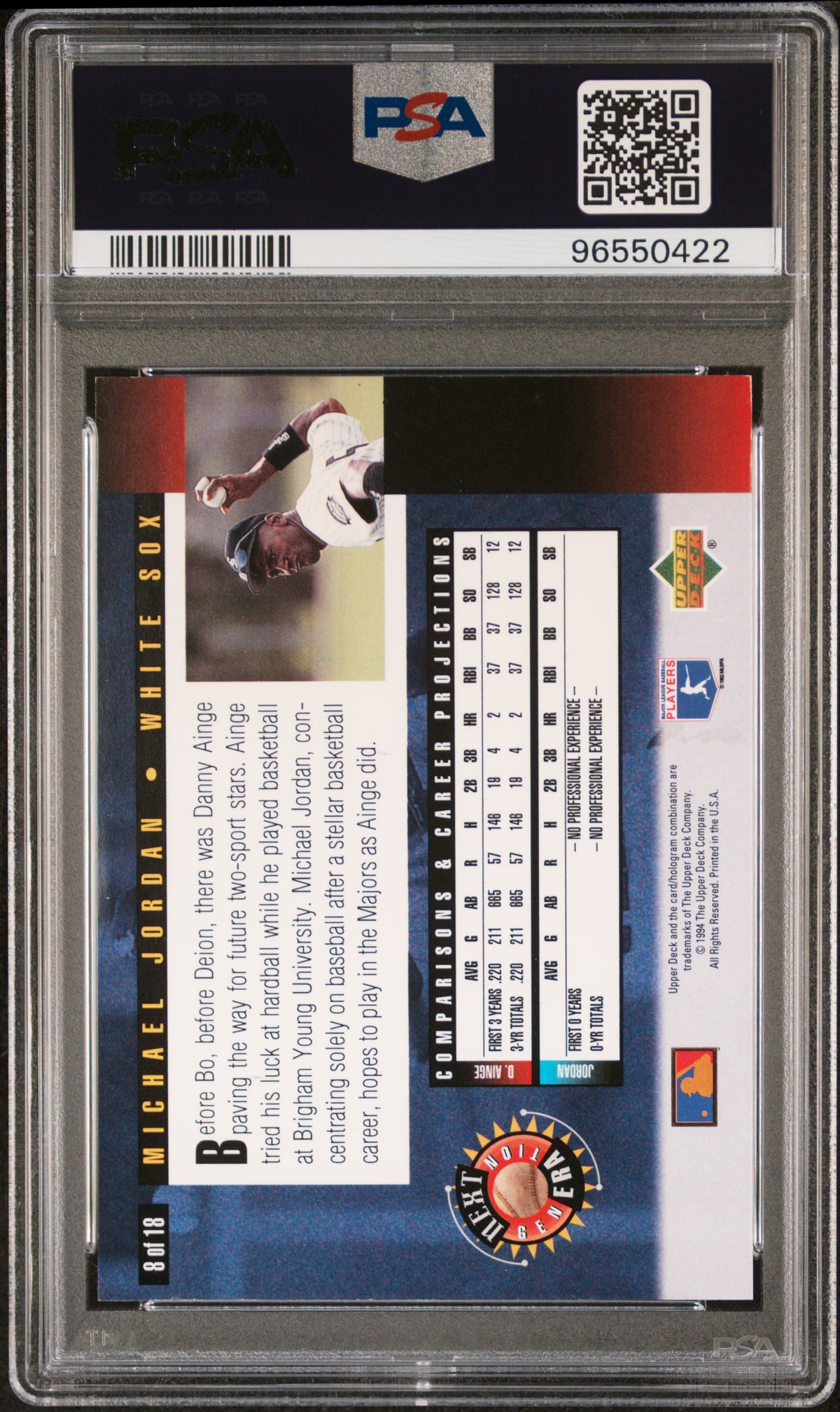 1994 Upper Deck Next Generation Michael Jordan #8 PSA 8