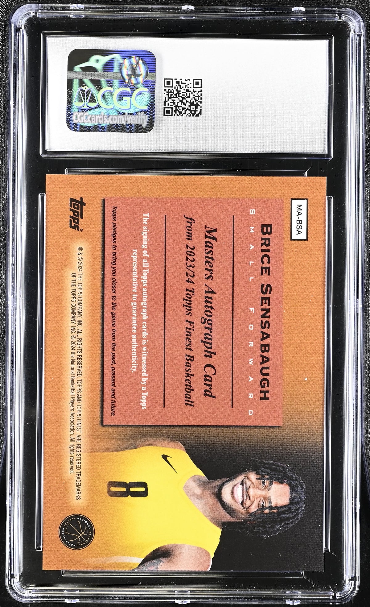 2023-24 Topps Finest Brice Sensabaugh #MA-BSA Red /5 Masters Auto CGC 10 Auto 10