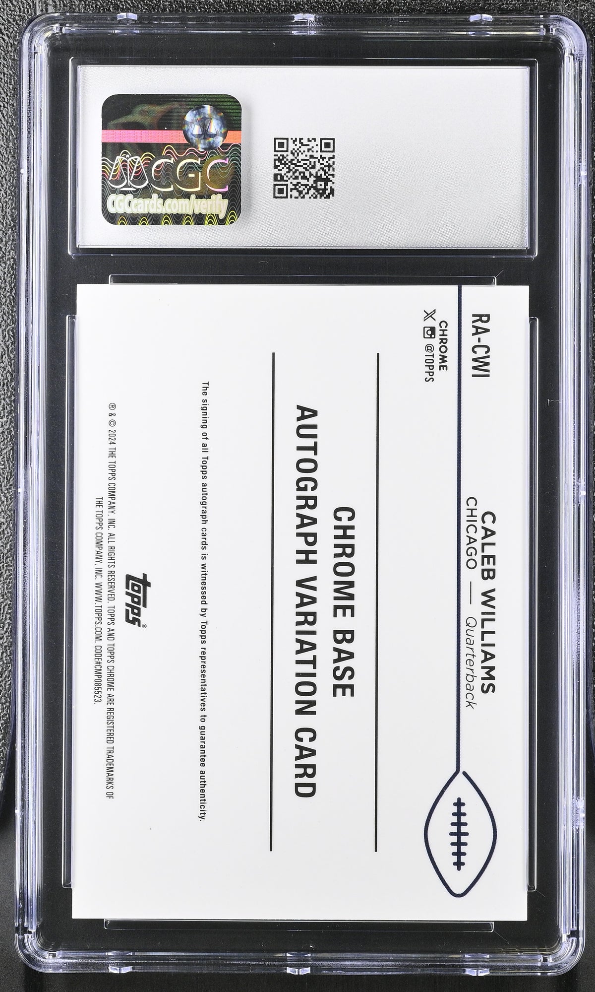2024 Topps Chrome Caleb Williams #RA-CWI Rookie Autographs CGC 9 Auto 10