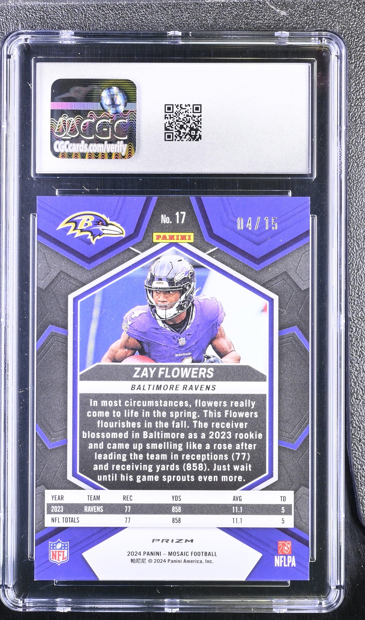 2024 Panini Mosaic Zay Flowers #17 Tessellation /15 CGC 9