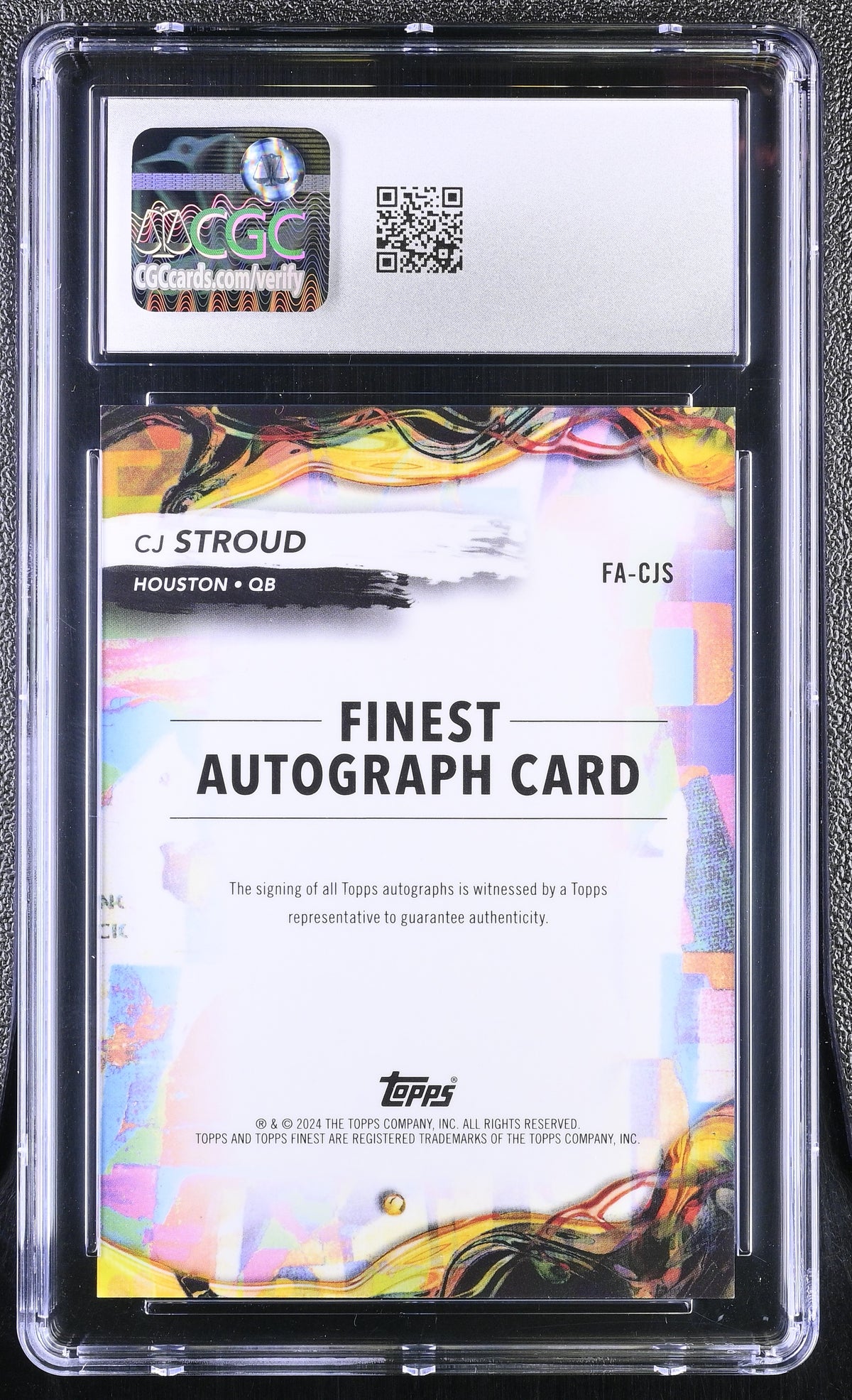 2024 Topps Finest C.J. Stroud #FA-CJS Autographs CGC 10 Auto 10