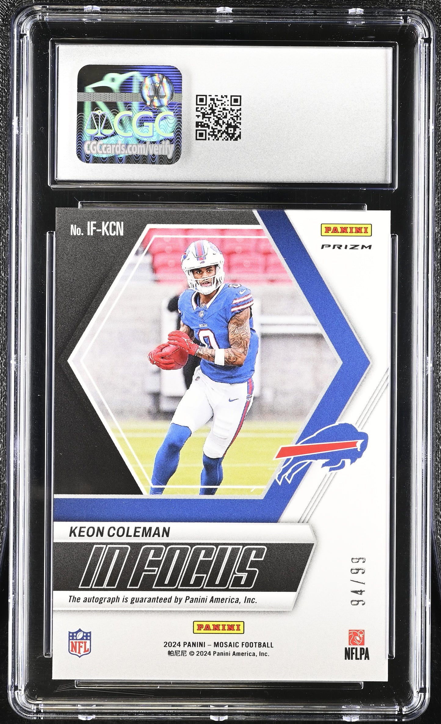 2024 Panini Mosaic Keon Coleman #IF-KCN Blue In Focus Signatures CGC 10 Auto 9