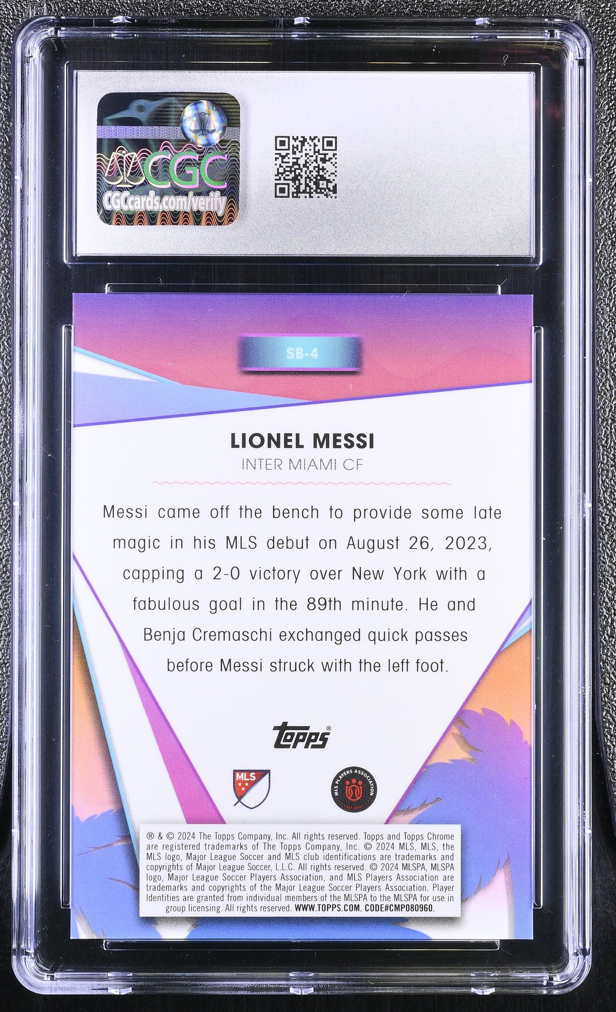 2024 Topps Chrome MLS Lionel Messi #SB-4 Pink Refractor /75 South Beach CGC 9
