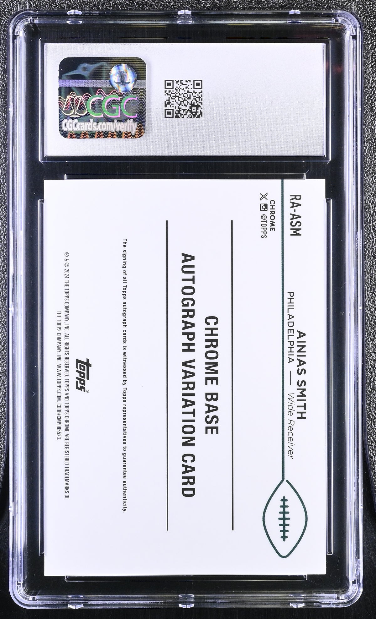 2024 Topps Chrome Ainias Smith #RA-ASM Aqua Geometric Rookie Auto CGC 9 Auto 9