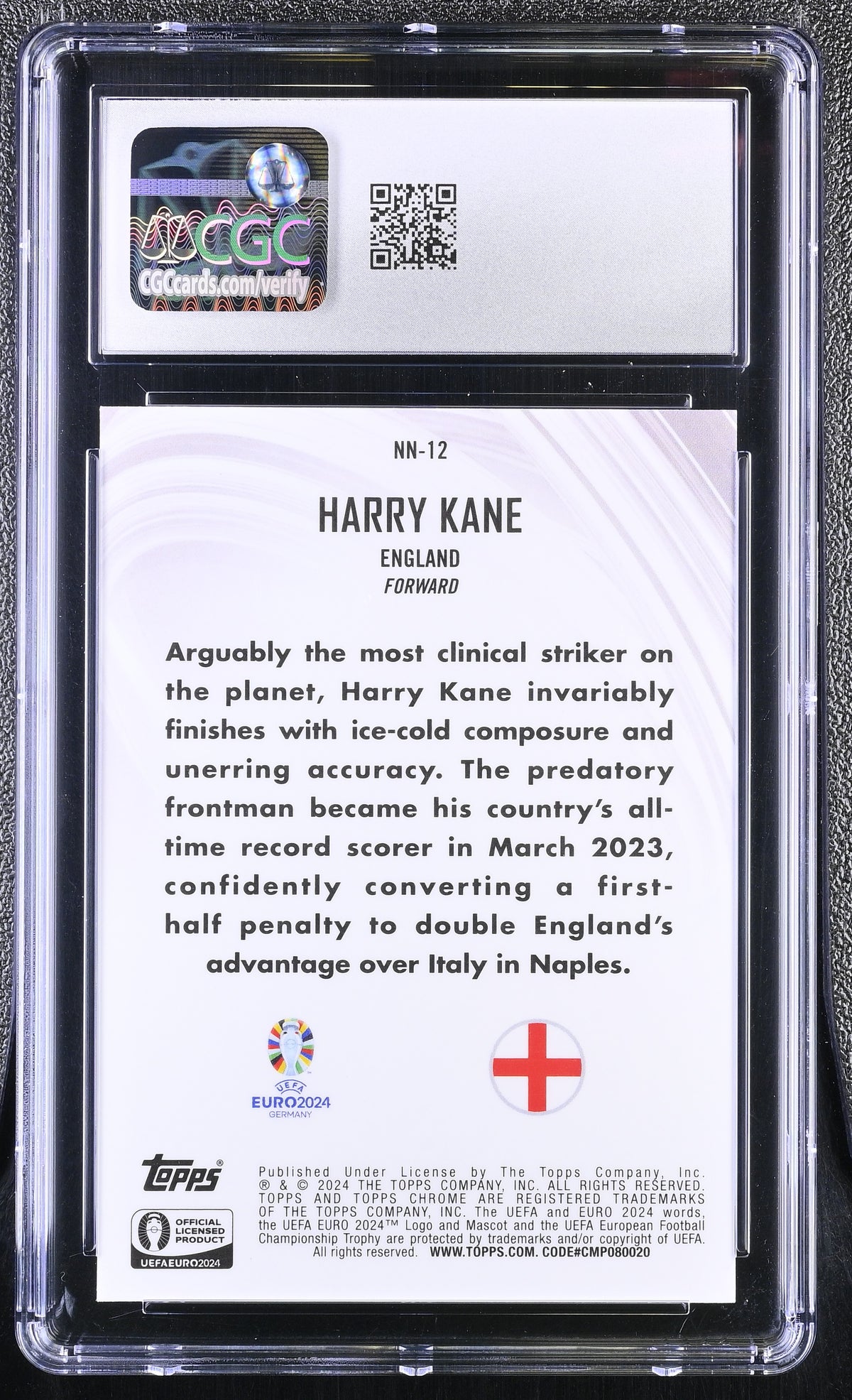 2024 Topps Chrome UEFA Euro Harry Kane #NN-12 Blue /150 Neon Nations CGC 9.5