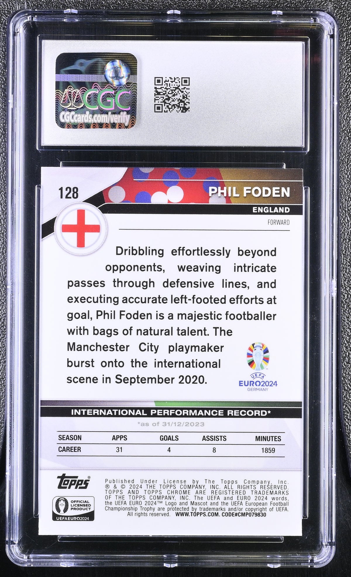 2024 Topps Sapphire UEFA Euro Phil Foden #128 Gold /50 CGC 10