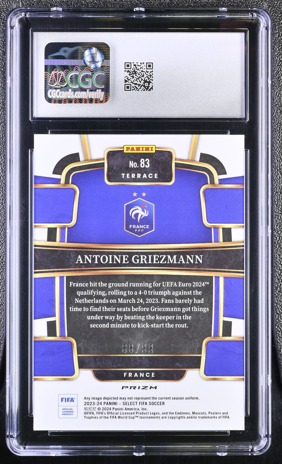 2023-24 Panini Select FIFA Antoine Griezmann #83 Winter Camo /99 CGC 10