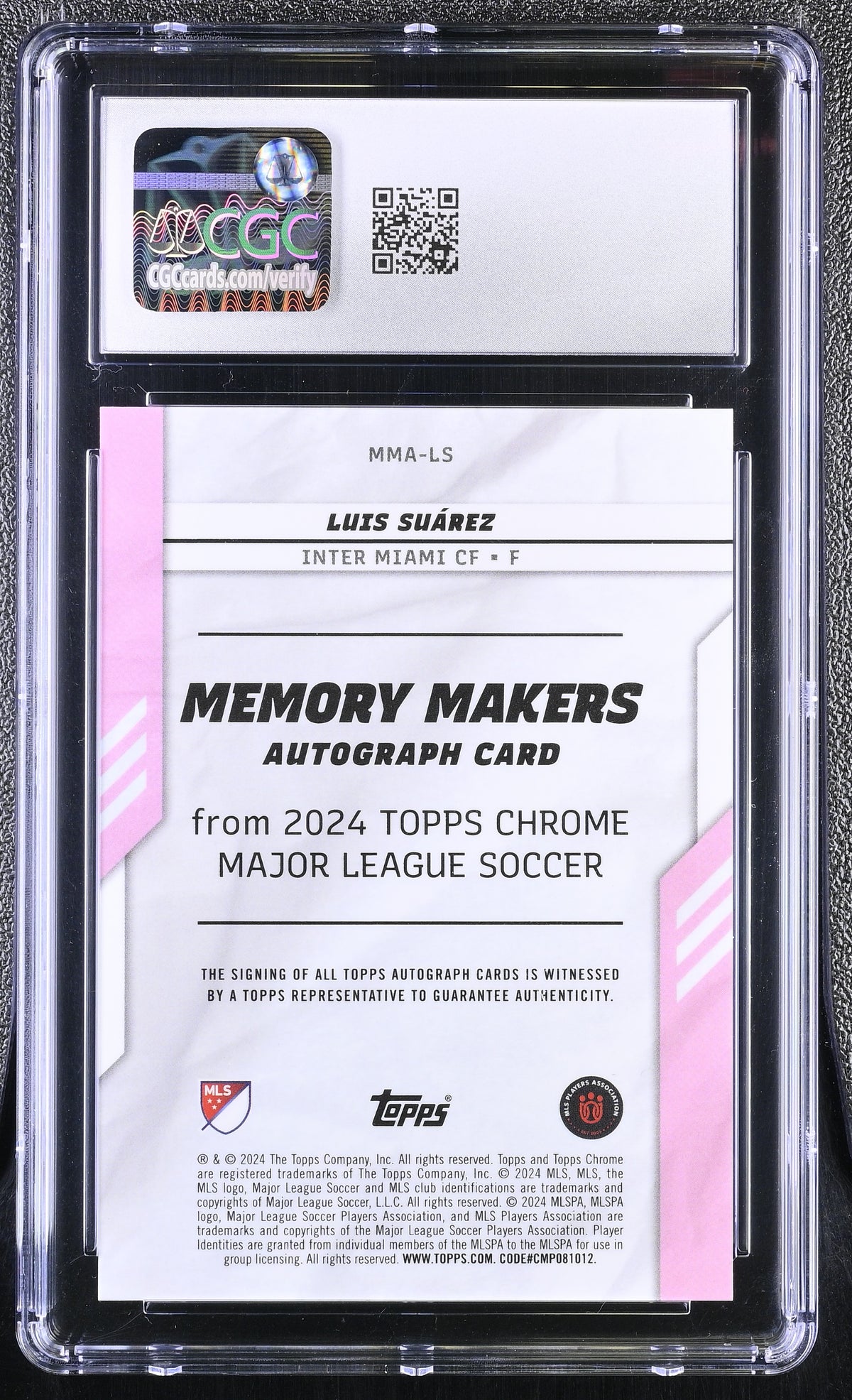 2024 Topps Chrome MLS Luis Suarez #MMA-LS Orange /25 Memory Makers CGC 10 Auto 8