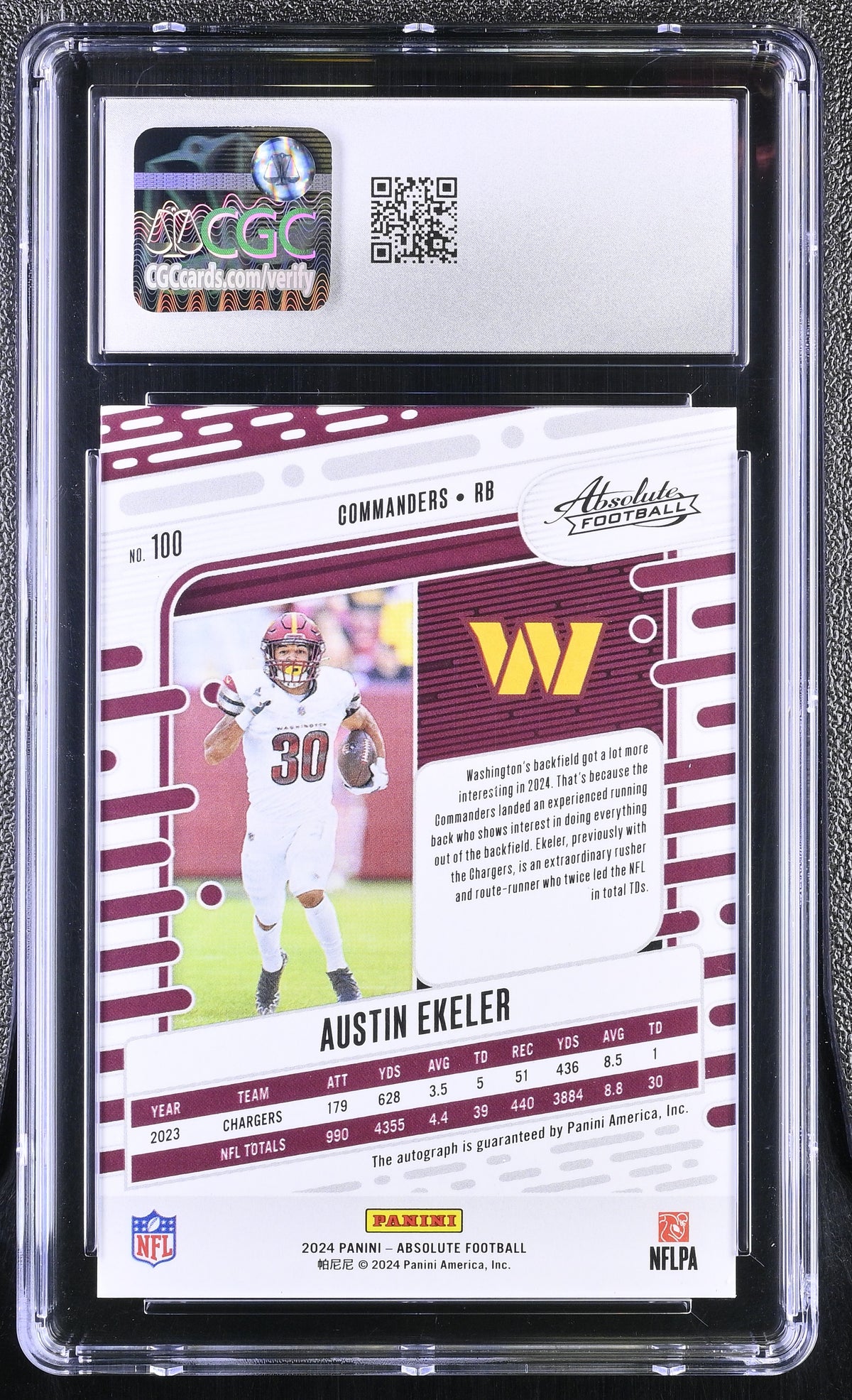 2024 Panini Absolute Austin Ekeler #100 Gold Stars /70 Signatures CGC 10 Auto 9