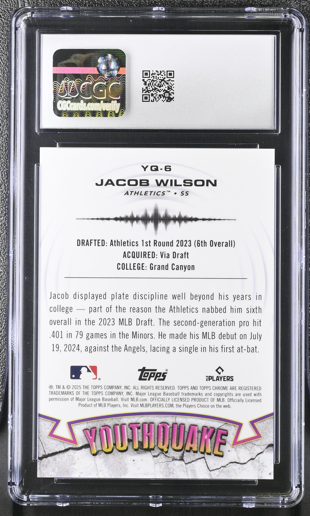 2025 Topps Chrome Jacob Wilson #YQ-6 Orange Refractor /25 Youthquake CGC 10