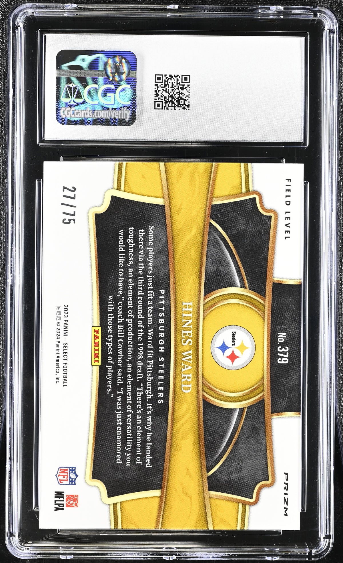 2023 Panini Select Hines Ward #379 Tri-Color CGC 10