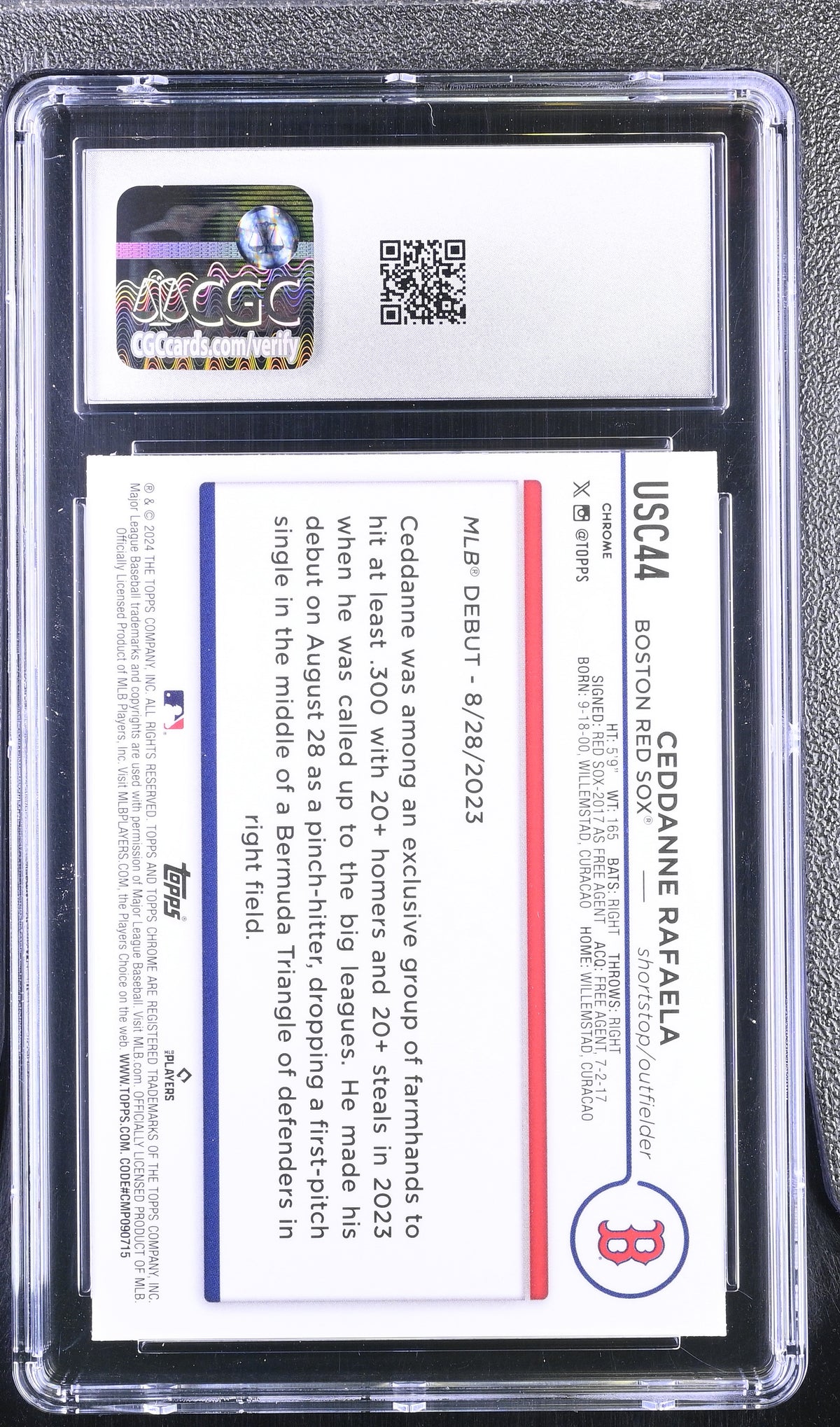 2024 Topps Chrome Update Ceddanne Rafaela #USC44 Blue RayWave /150 CGC 9