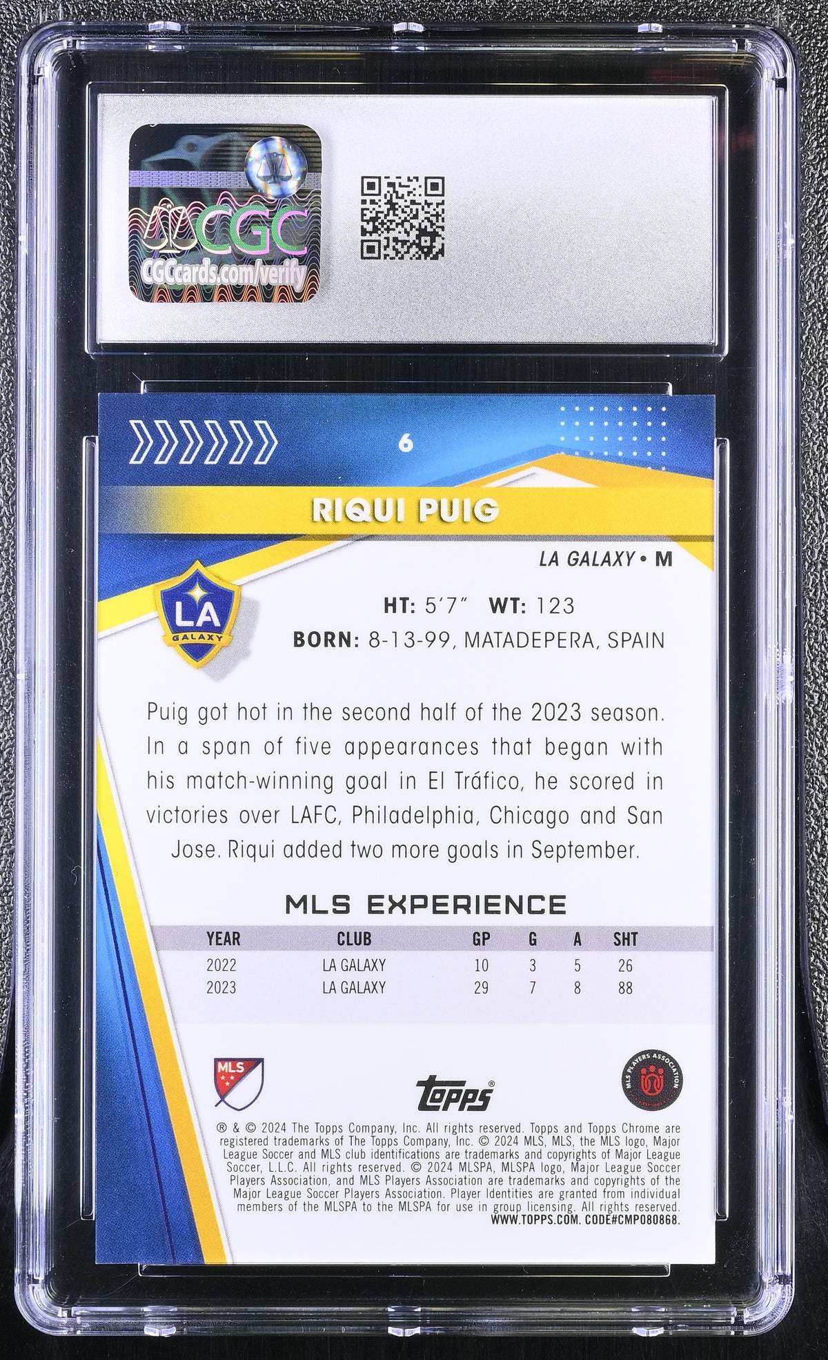 2024 Topps Chrome MLS Riqui Puig #6 Black Shimmer Refractor /10 CGC 10