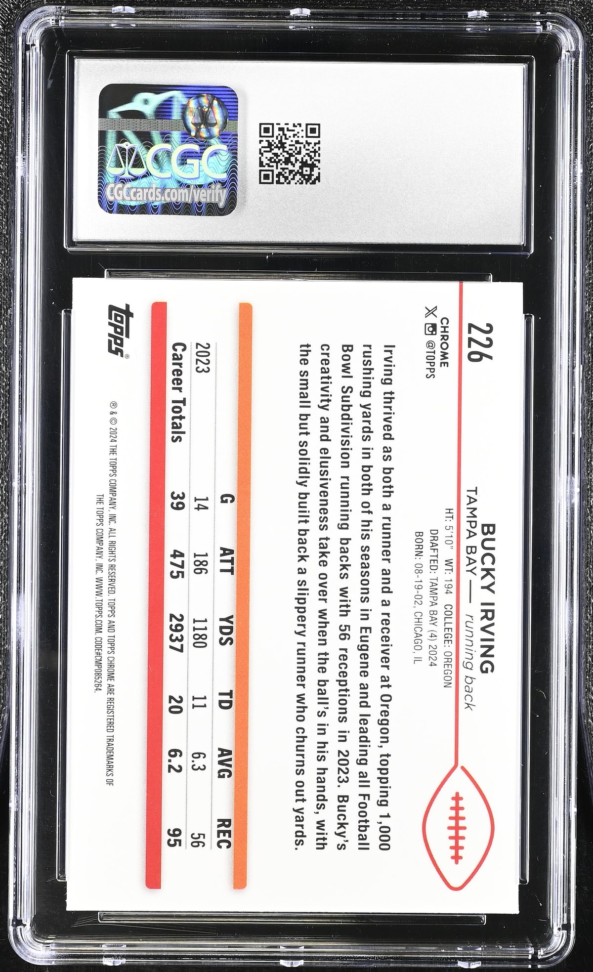 2024 Topps Chrome Sapphire Bucky Irving #226 CGC 10