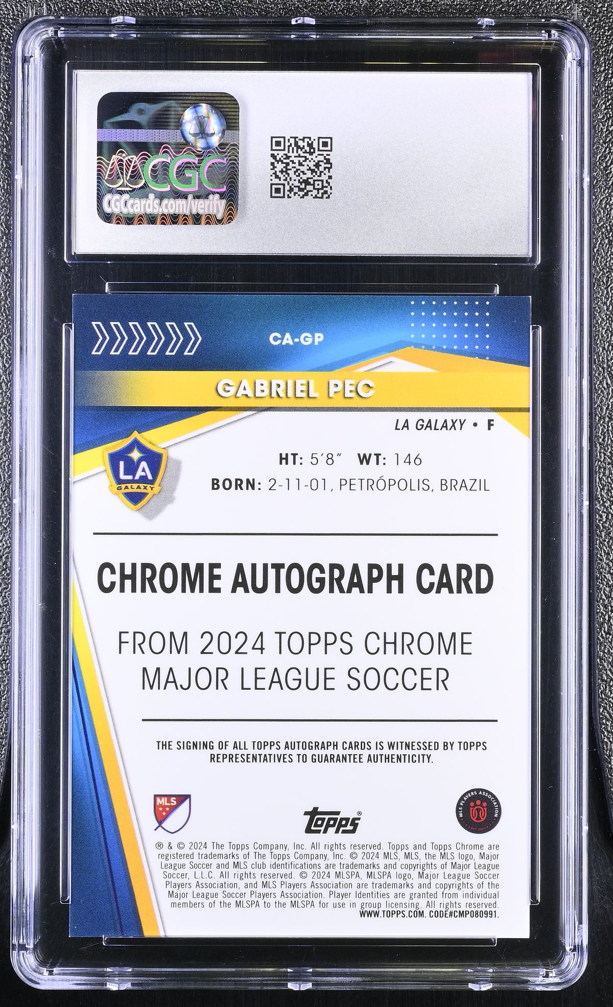 2024 Topps Chrome MLS Gabriel Pec #CA-GP Autographs CGC 9 Auto 9