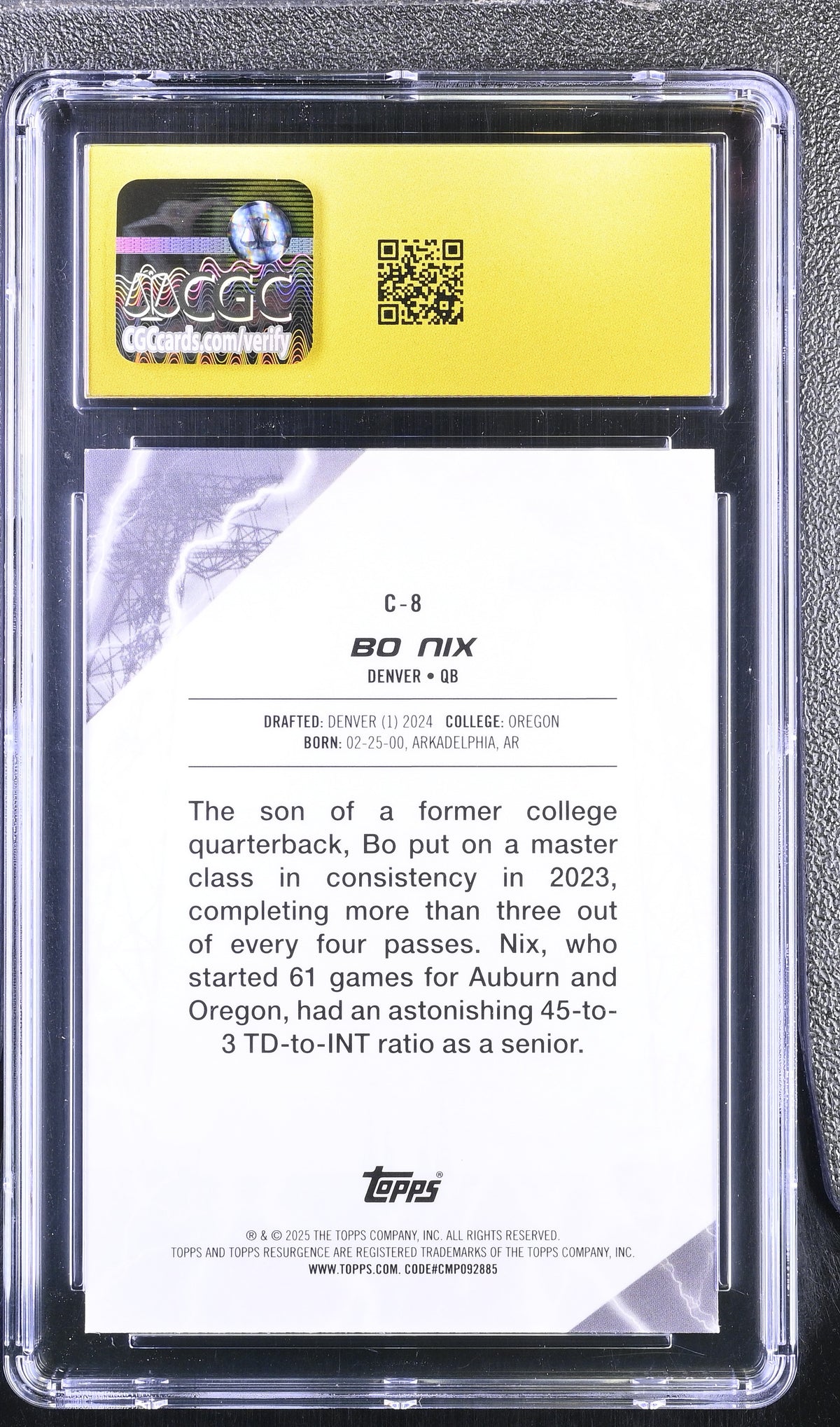 2024 Topps Resurgence Bo Nix #C-8 Aqua Surge Refractor /249 Conductors CGC 10