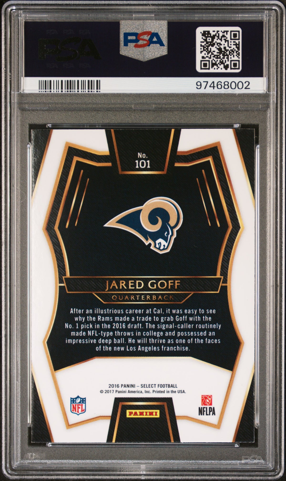 2016 Panini Select Jared Goff #101 Prizm PSA 8