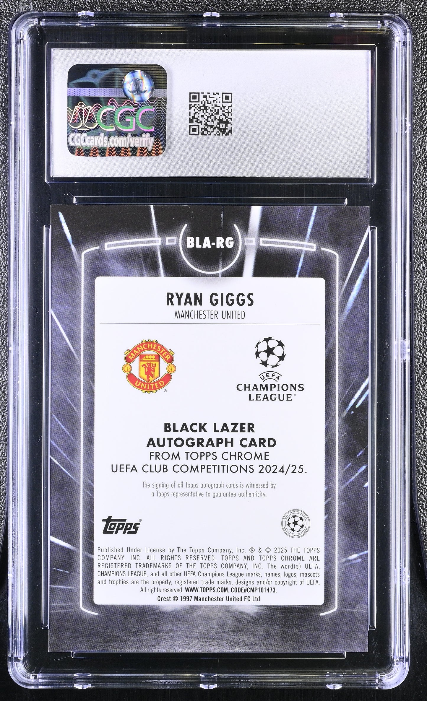 24/25 Topps Chrome UEFA CC Ryan Giggs #BLA-RG CGC 10 Auto 10