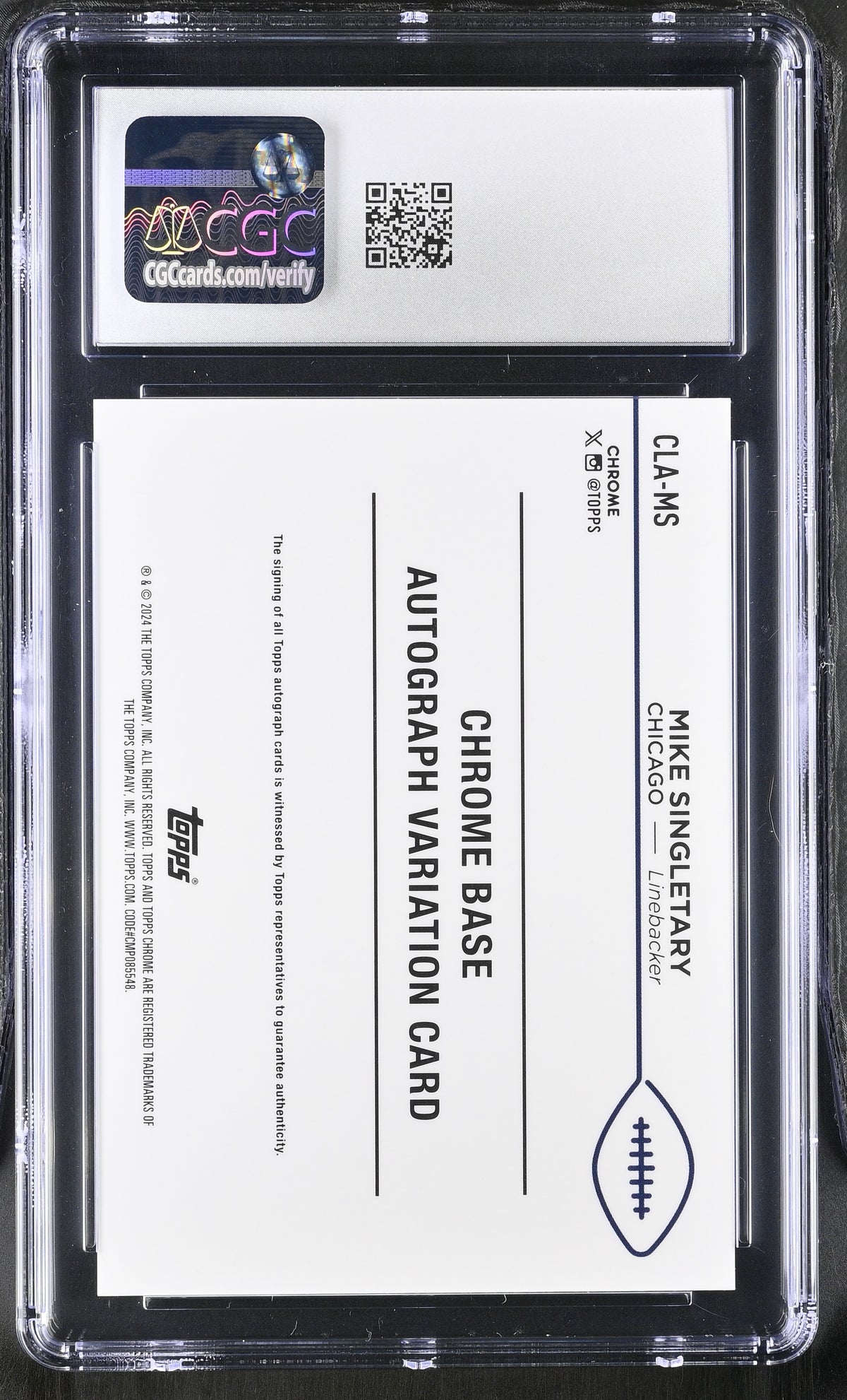 2024 Topps Chrome Mike Singletary #CLA-MS Orange Geometric /25 CGC 10 Auto 10