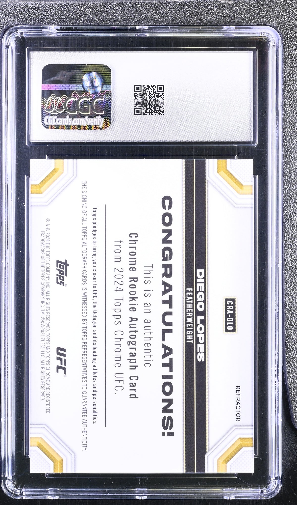 2024 Topps Chrome UFC Diego Lopes #CRA-DLO /150 Rookie Auto CGC 10 Auto 10