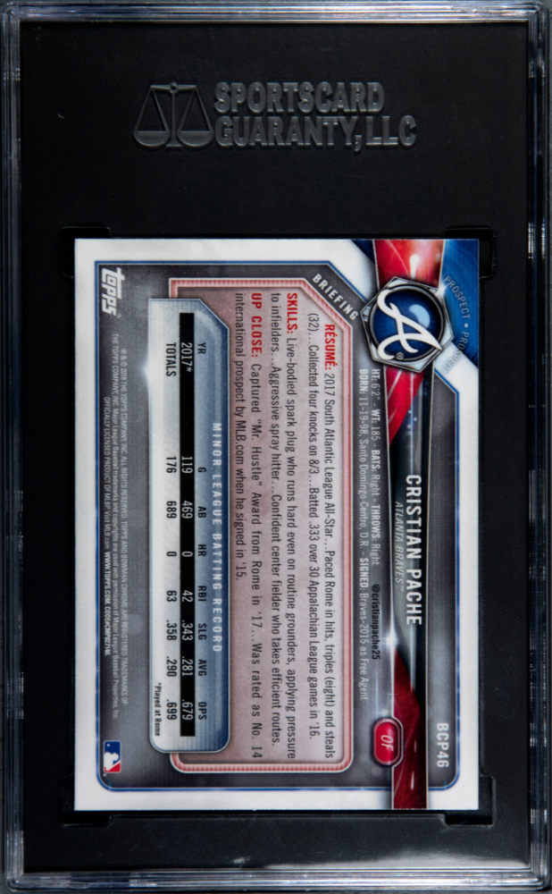 2018 Bowman Cristian Pache #BCP46 Chrome Prospect SGC 9.5