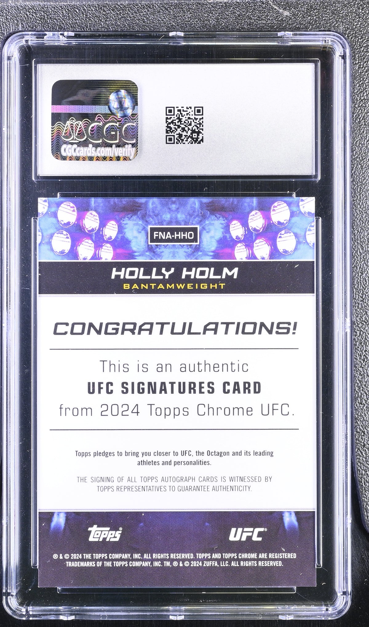 2024 Topps Chrome UFC Holly Holm #FNA-HHO UFC Signatures CGC 10 Auto 10