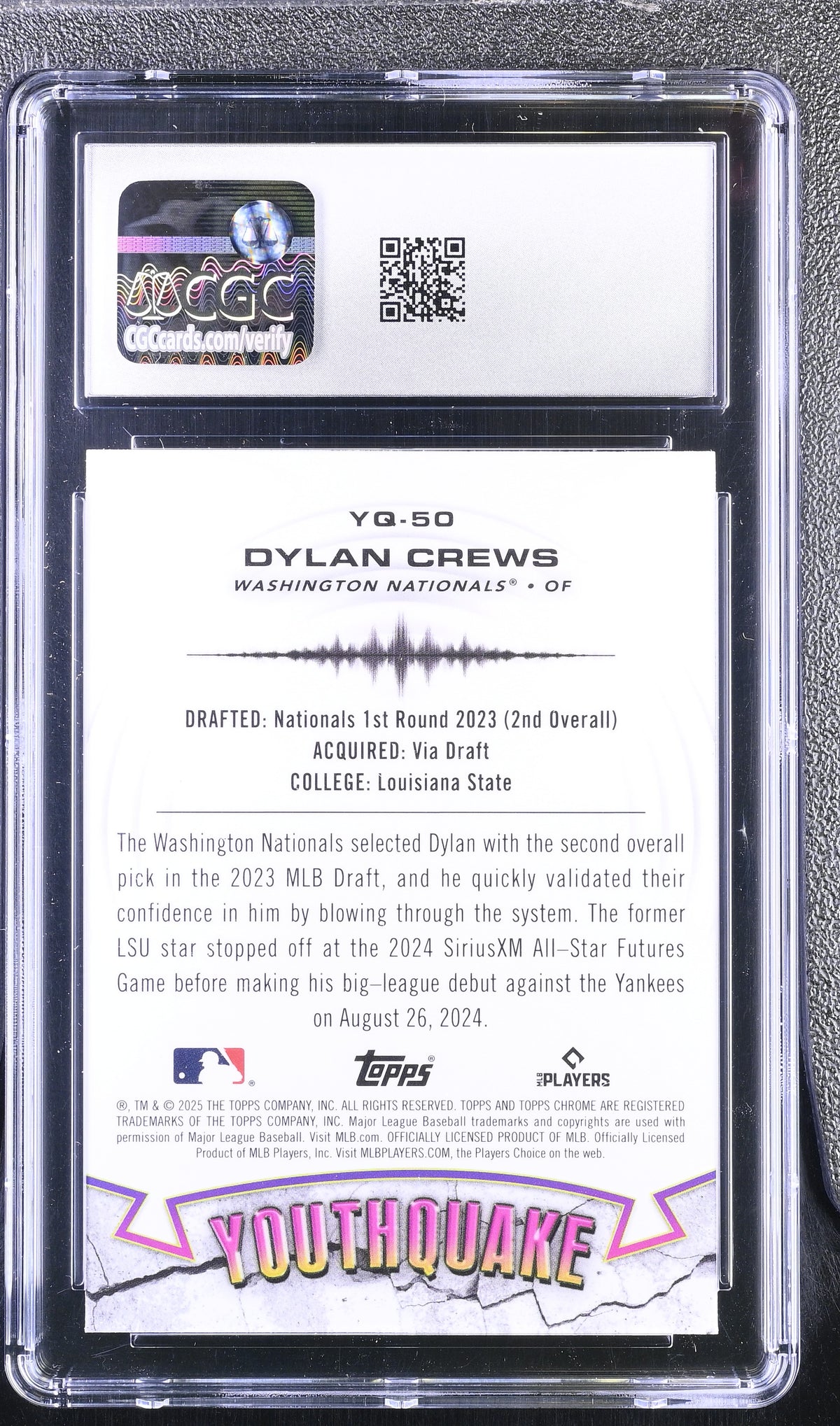 2025 Topps Chrome Dylan Crews #YQ-50 Youthquake CGC 10