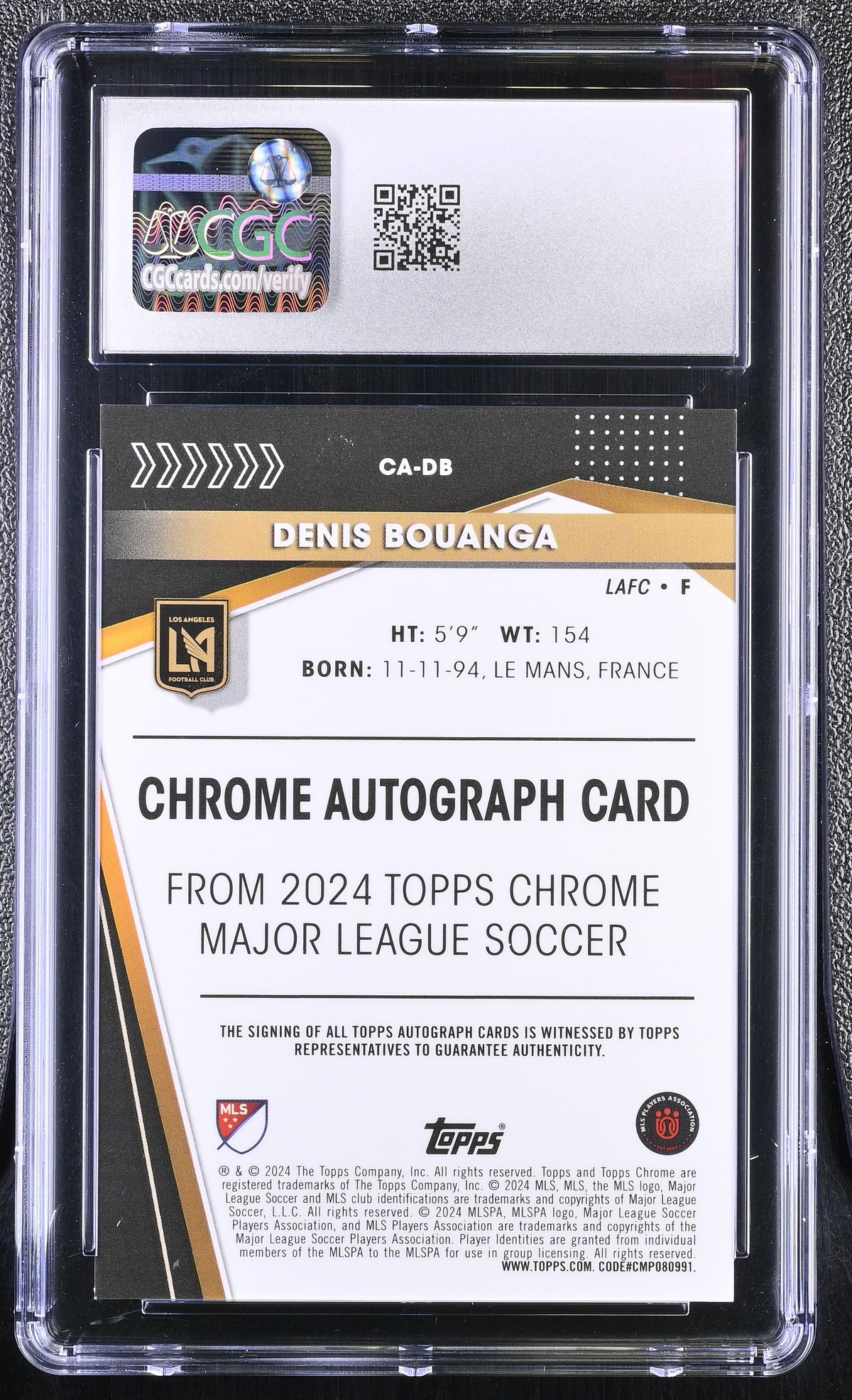 2024 Topps Chrome MLS Denis Bouanga #CA-DB Pink Refractor /10 Auto CGC 9 Auto 10