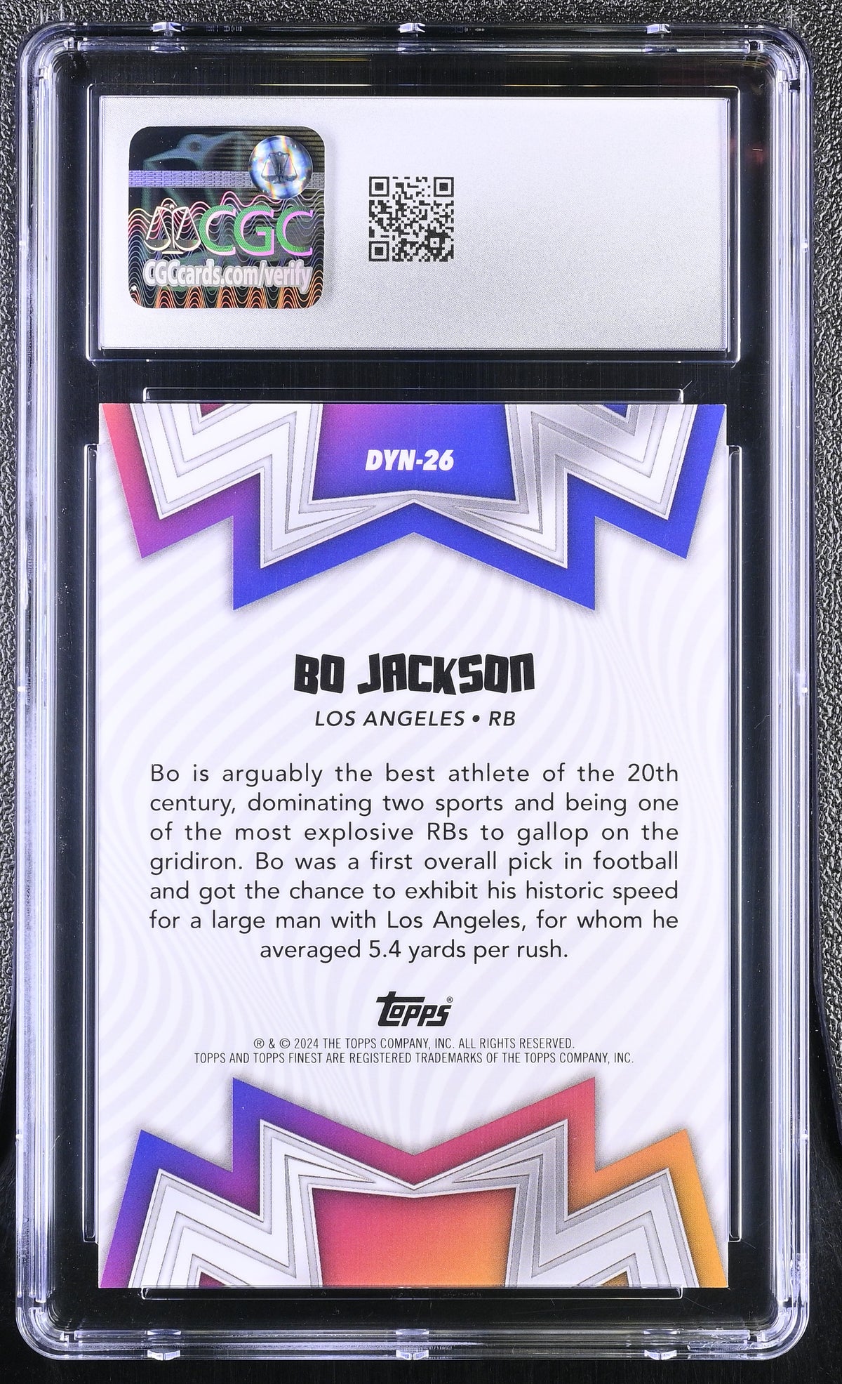 2024 Topps Finest Bo Jackson #DYN-26 Gold Refractor Dynamos CGC 10