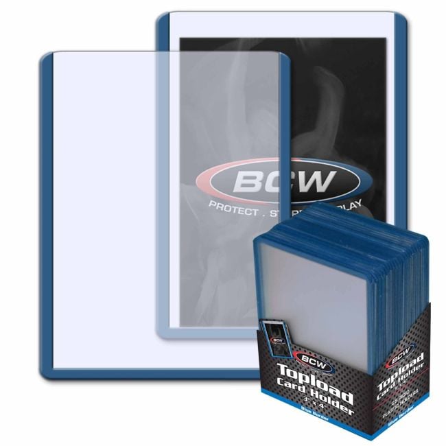 BCW 3x4 Topload Card Holder - Blue Border, 25 pack