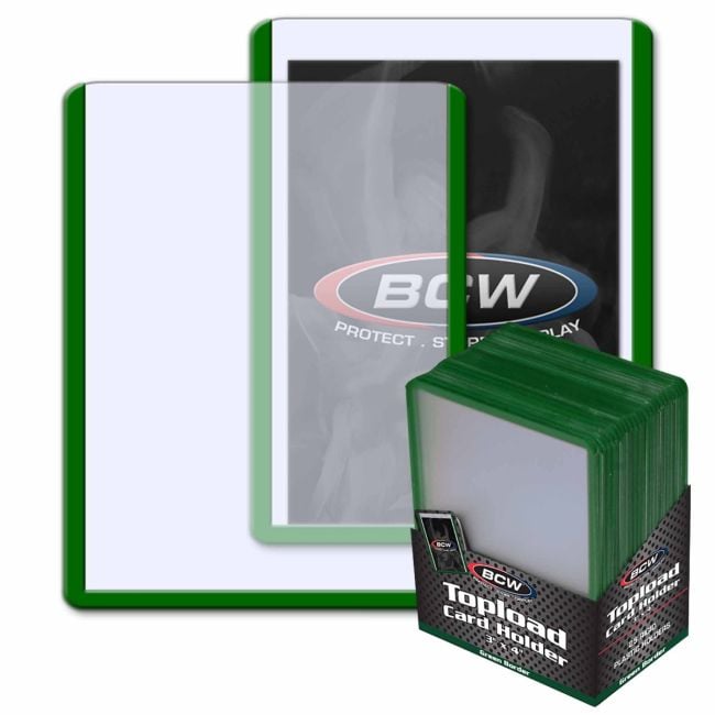 BCW 3x4 Topload Card Holder - Green Border, 25 pack