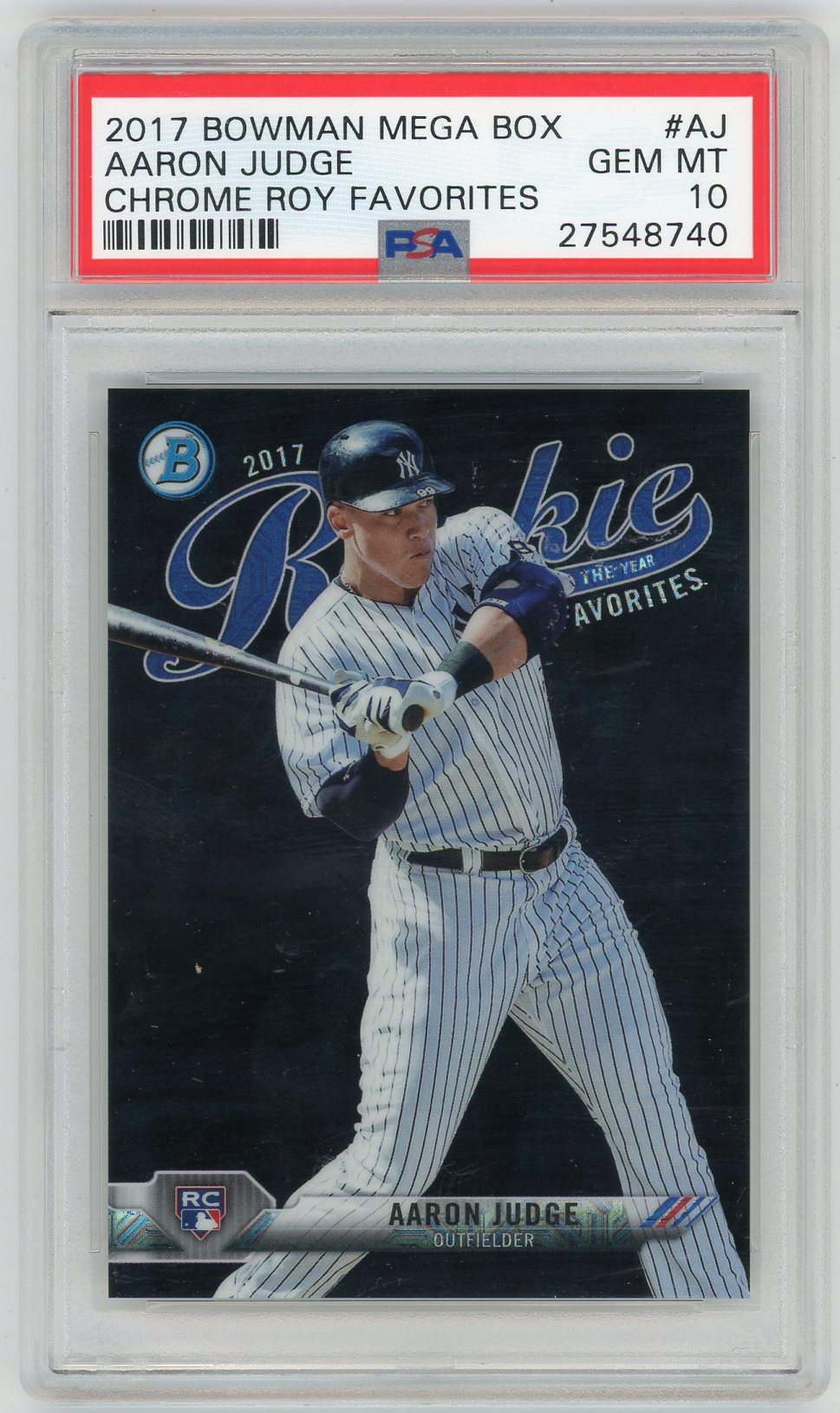 2017 Bowman Mega Chrome Rookie Of The Year Favorites Aaron Judge #AJ Roy PSA 10