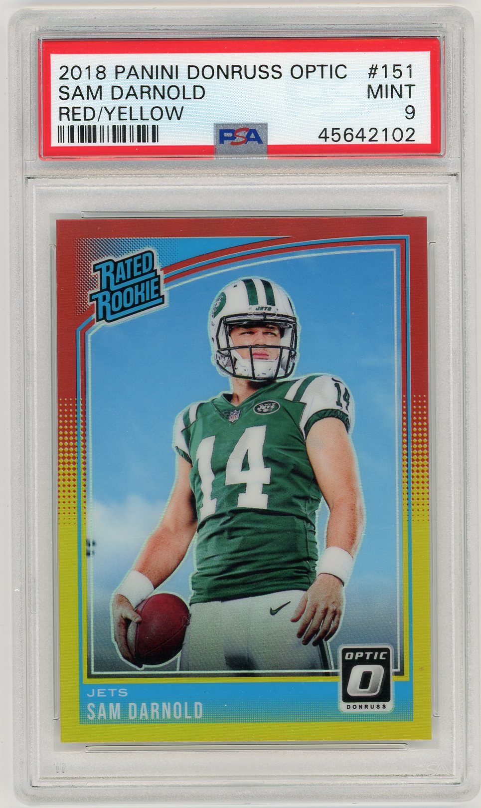 2018 Panini Donruss Optic Sam Darnold #151 Red Yellow PSA 9