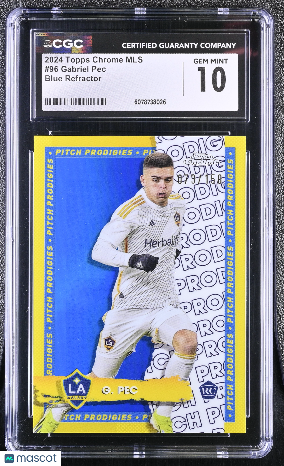 2024 Topps Chrome MLS Gabriel Pec #96 Blue Refractor CGC 10