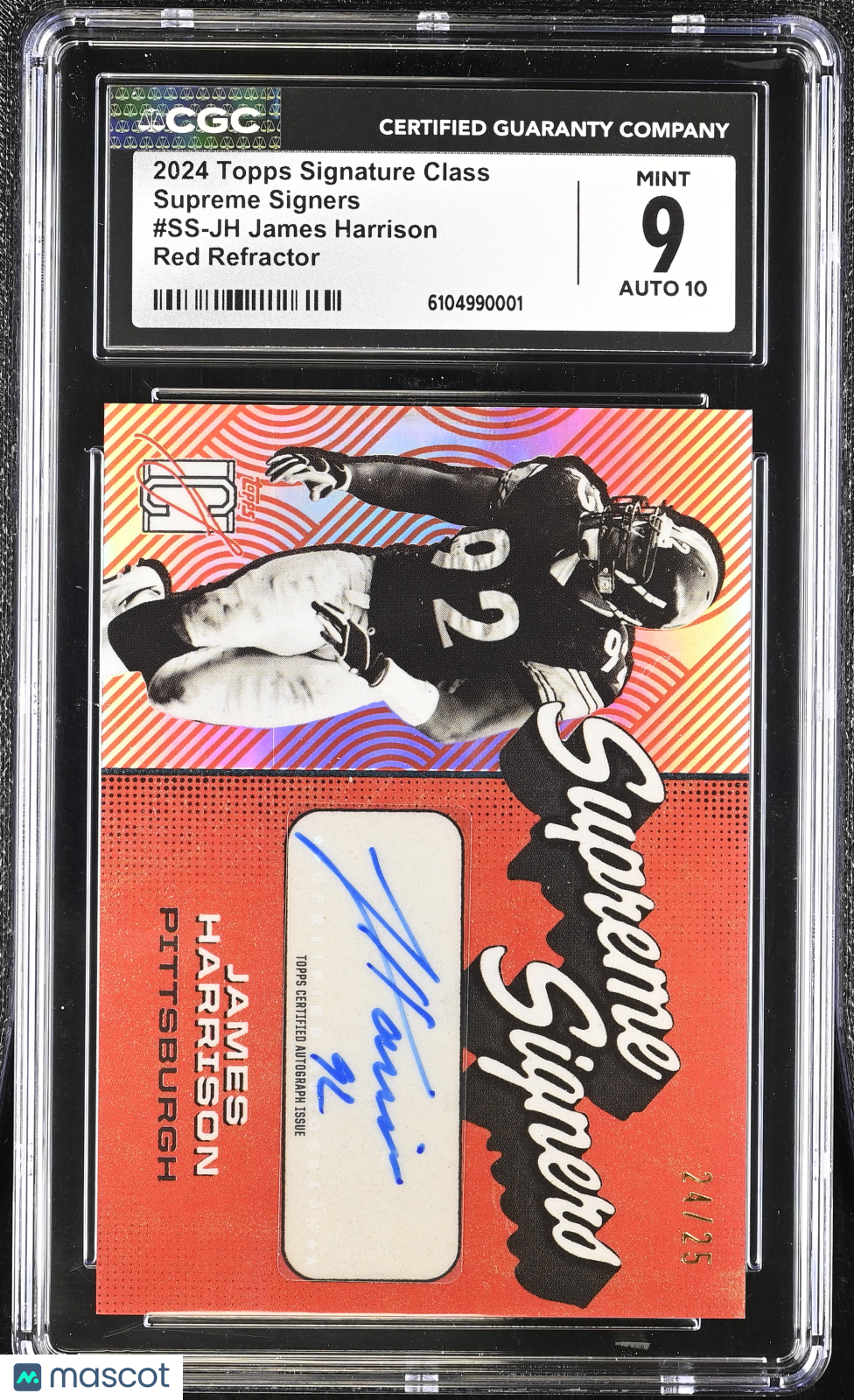 2024 Topps Signature Class James Harrison #SS-JH 24/25 CGC 9 Auto 10