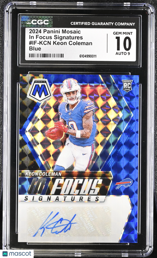 2024 Panini Mosaic Keon Coleman #IF-KCN Blue In Focus Signatures CGC 10 Auto 9