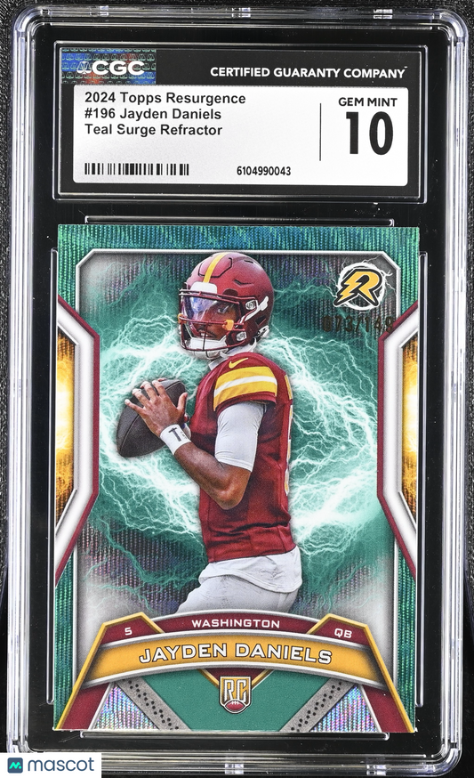 2024 Topps Resurgence Jayden Daniels #196 Teal Surge Refractor CGC 10
