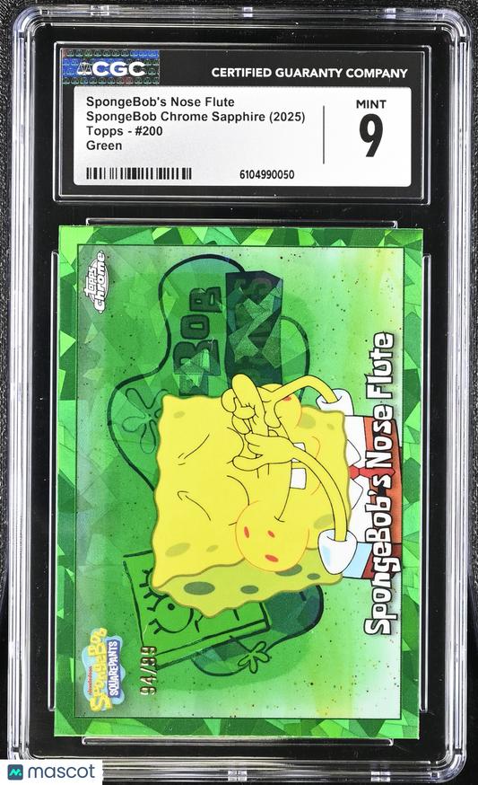 2025 Nickelodeon Spongebob Chrome Sapphire SpongeBob's Green 94/99 CGC 9