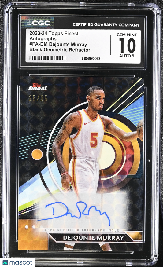 23/24 Topps Finest Dejounte Murray #FA-DM 25/25 CGC 10 Auto 9
