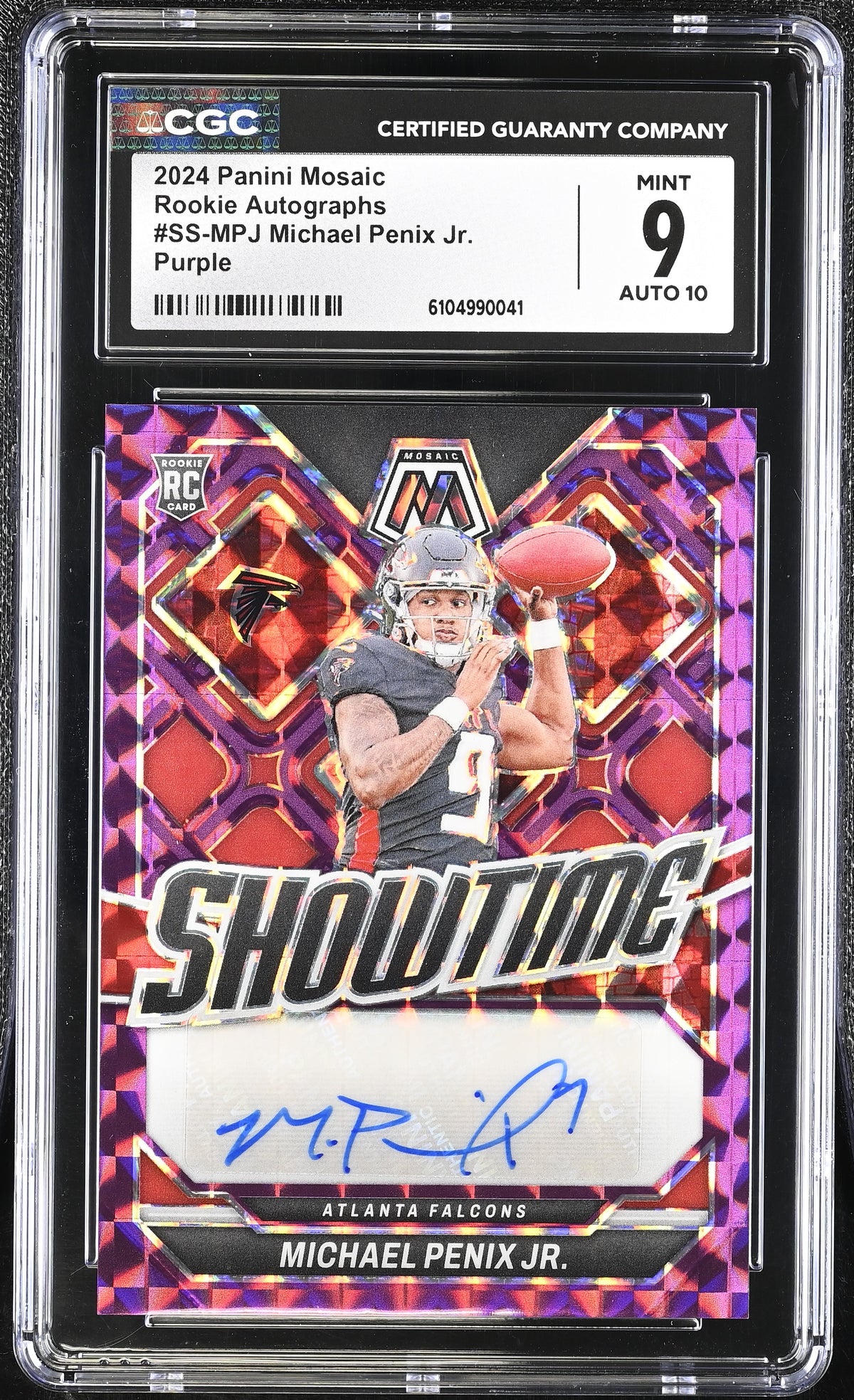 2024 Panini Mosaic Michael Penix Jr. #SS-MPJ Purple Rookie Auto CGC 9 Auto 10